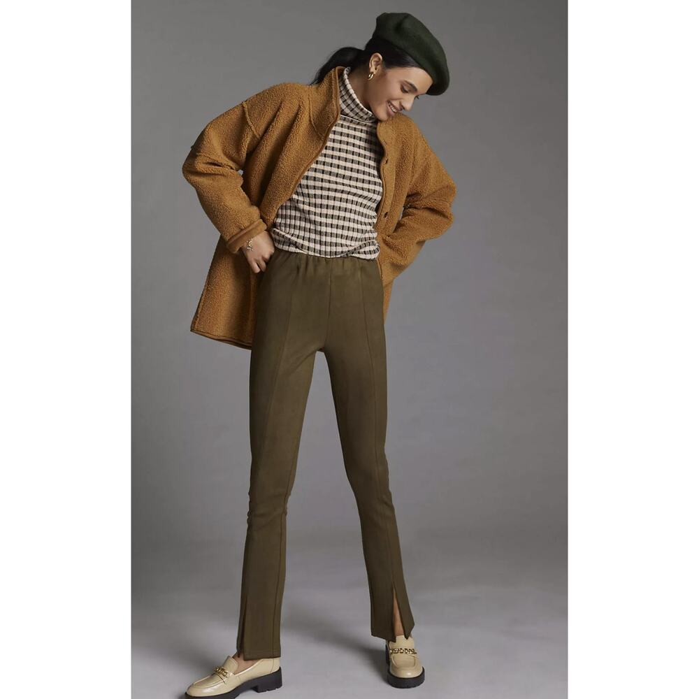 New Anthropologie Slit-Front Suede Moss Legging Pants - Small